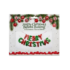 Christmas Balloon Banner - Foil, 14 piece - 4m